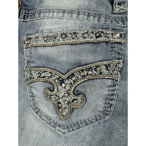 Rock Revival Size 26 Suko Ankle Skinny Light Wash Jeans Embellished - Picture 7 of 12